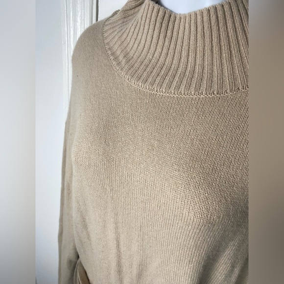 Rails Mila Cream Long Sleeve Mock Neck Line Sweater Dress W Tie Belt - Picture 10 of 15